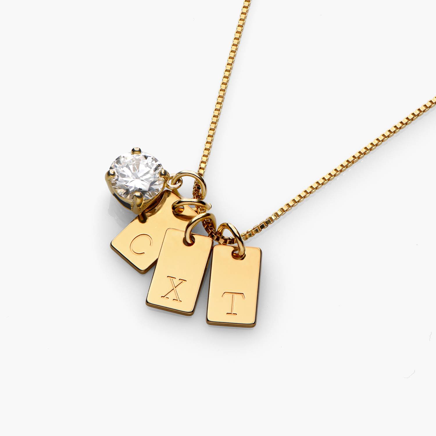 Willow Tag Initial Necklace With 1ct Diamond - Gold Vermeil product photo