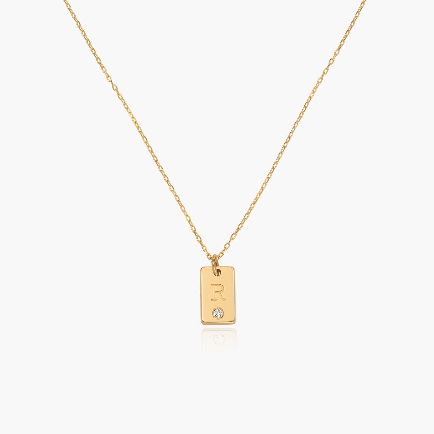 Willow Tag Initial Necklace with Diamond - 10k Solid Gold-1 product photo