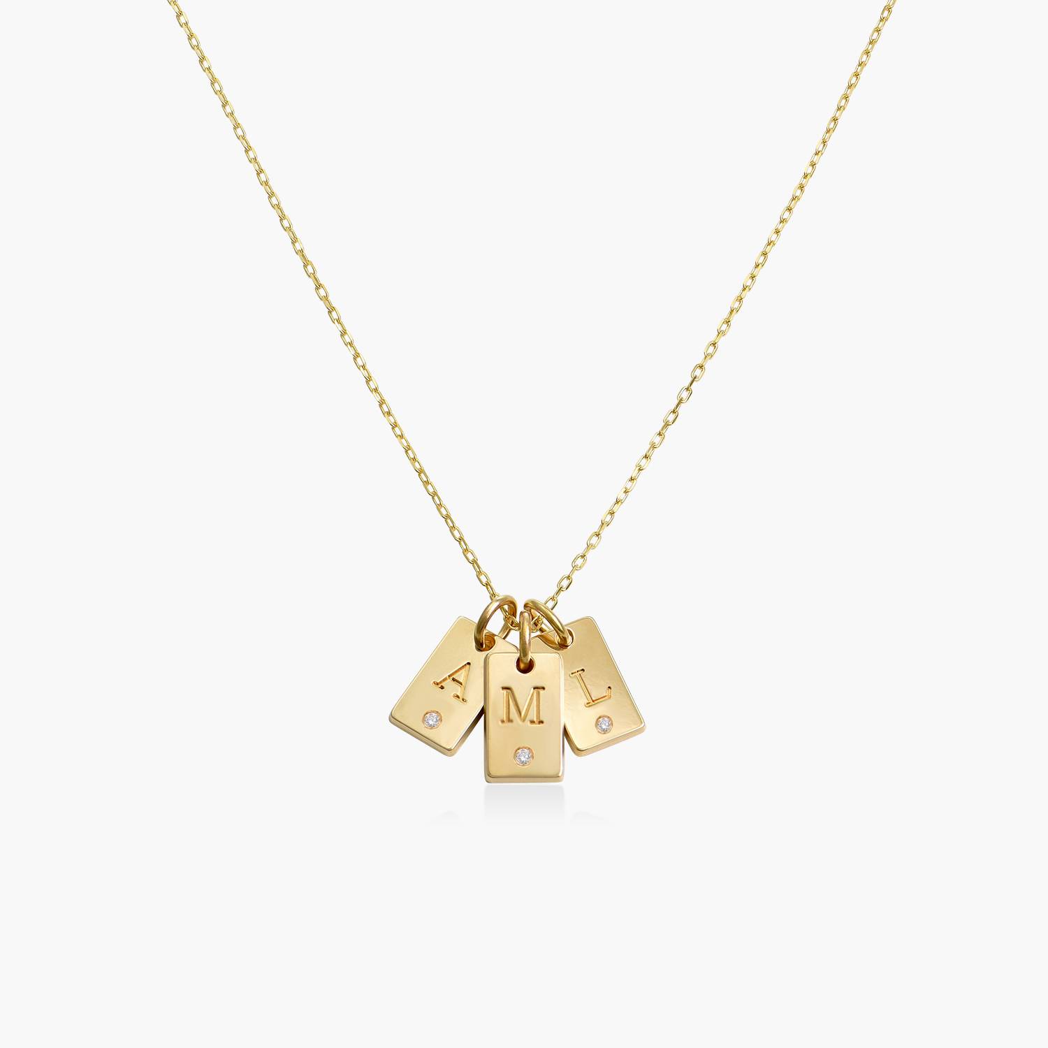 Willow Tag Initial Necklace With Diamond - 14k Yellow Gold product photo