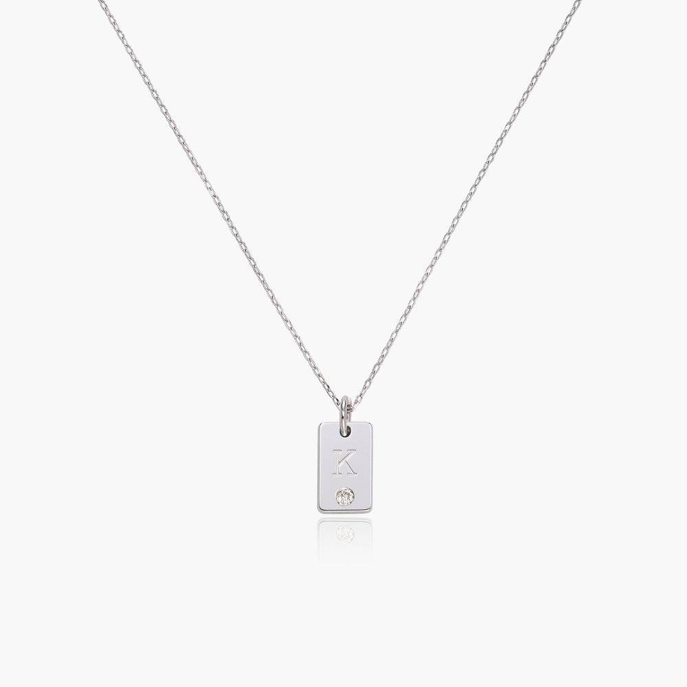 Willow Tag Initial Necklace With Diamond- 14k White Gold-1 product photo