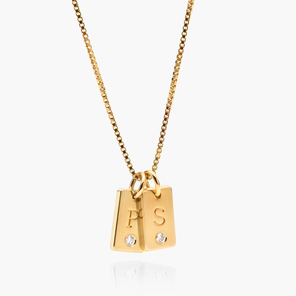 Willow Tag Initial Necklace With Diamond - Gold Plating-4 product photo