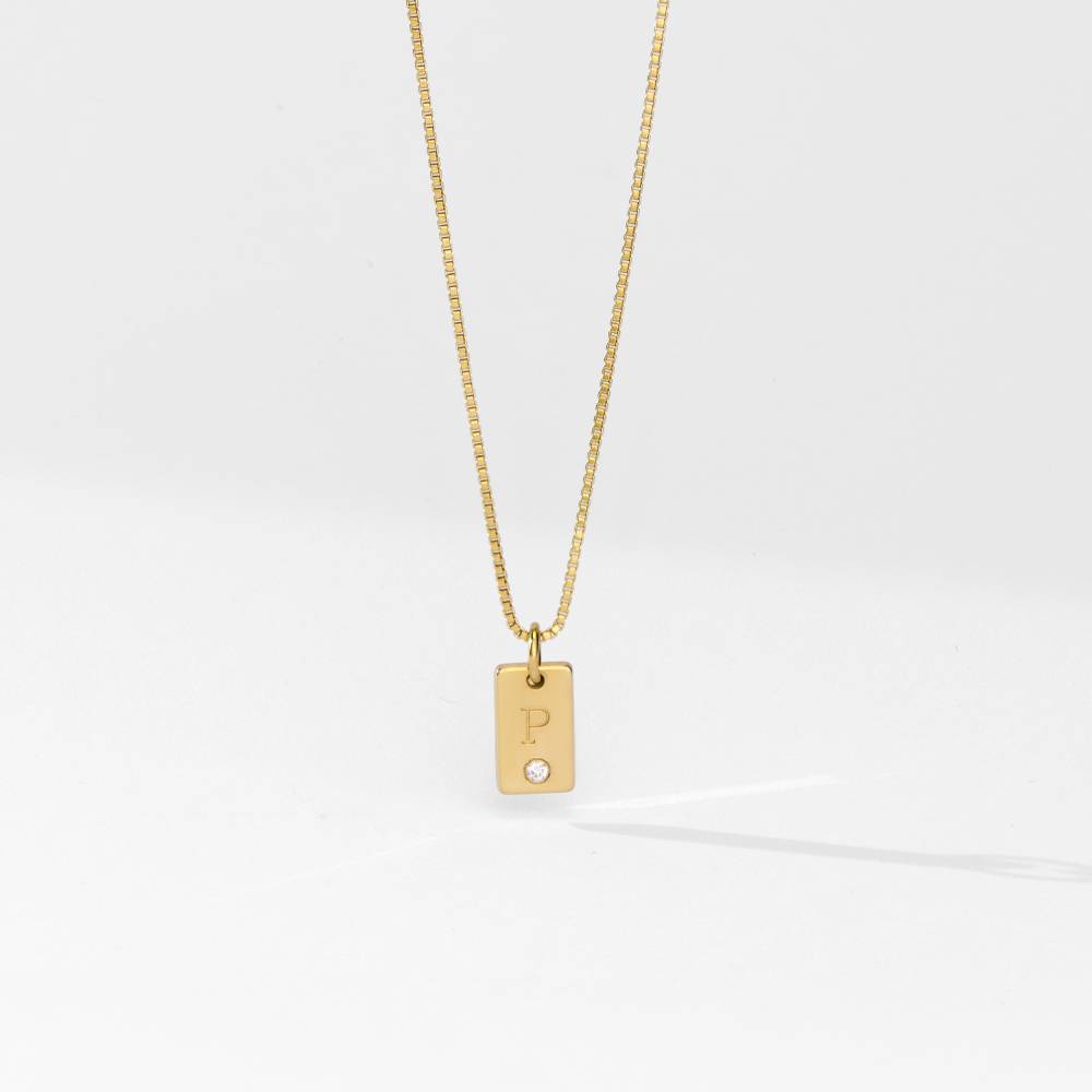 Willow Tag Initial Necklace With Diamond - Gold Vermeil product photo