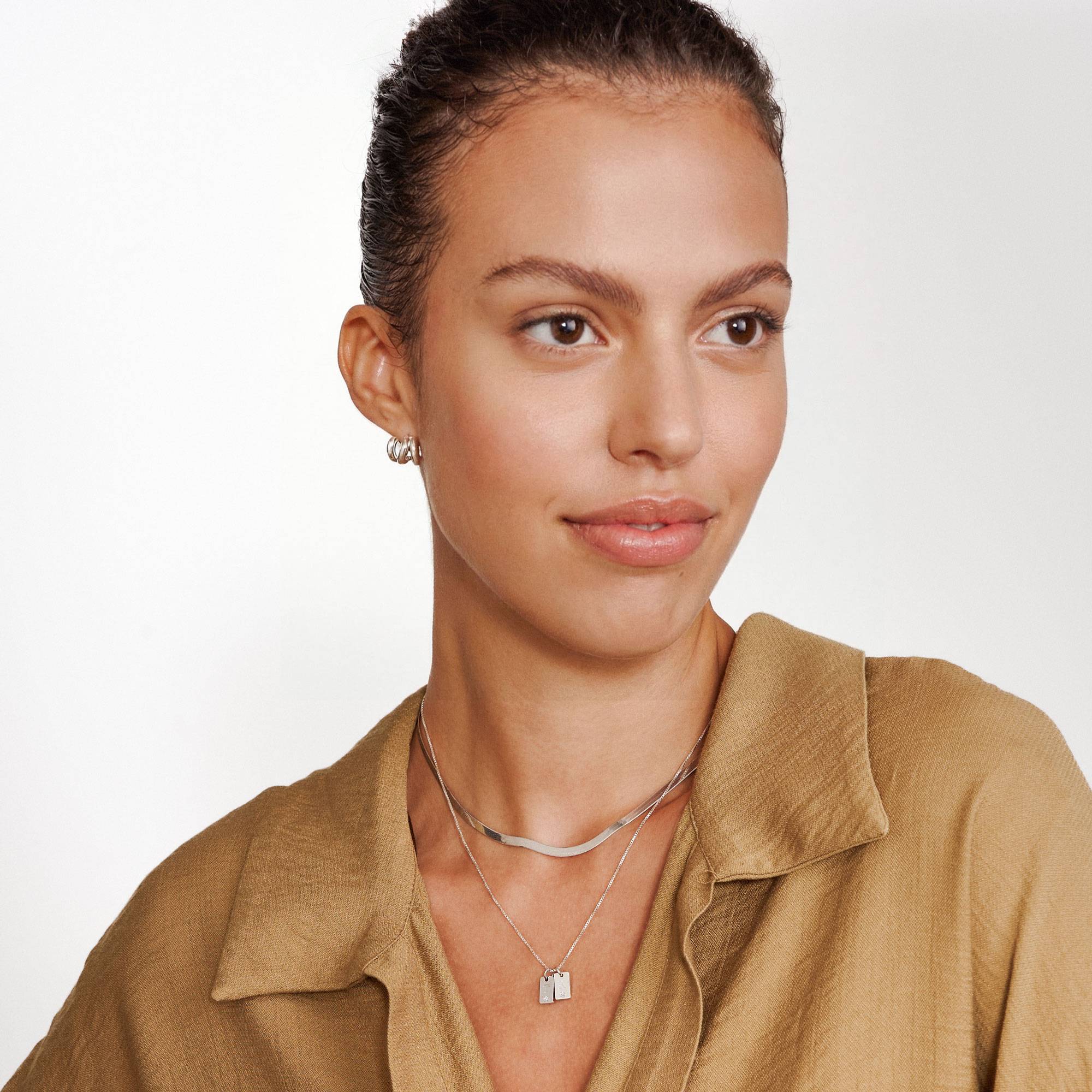 Willow Tag Initial Necklace with Diamond - Silver-2 product photo