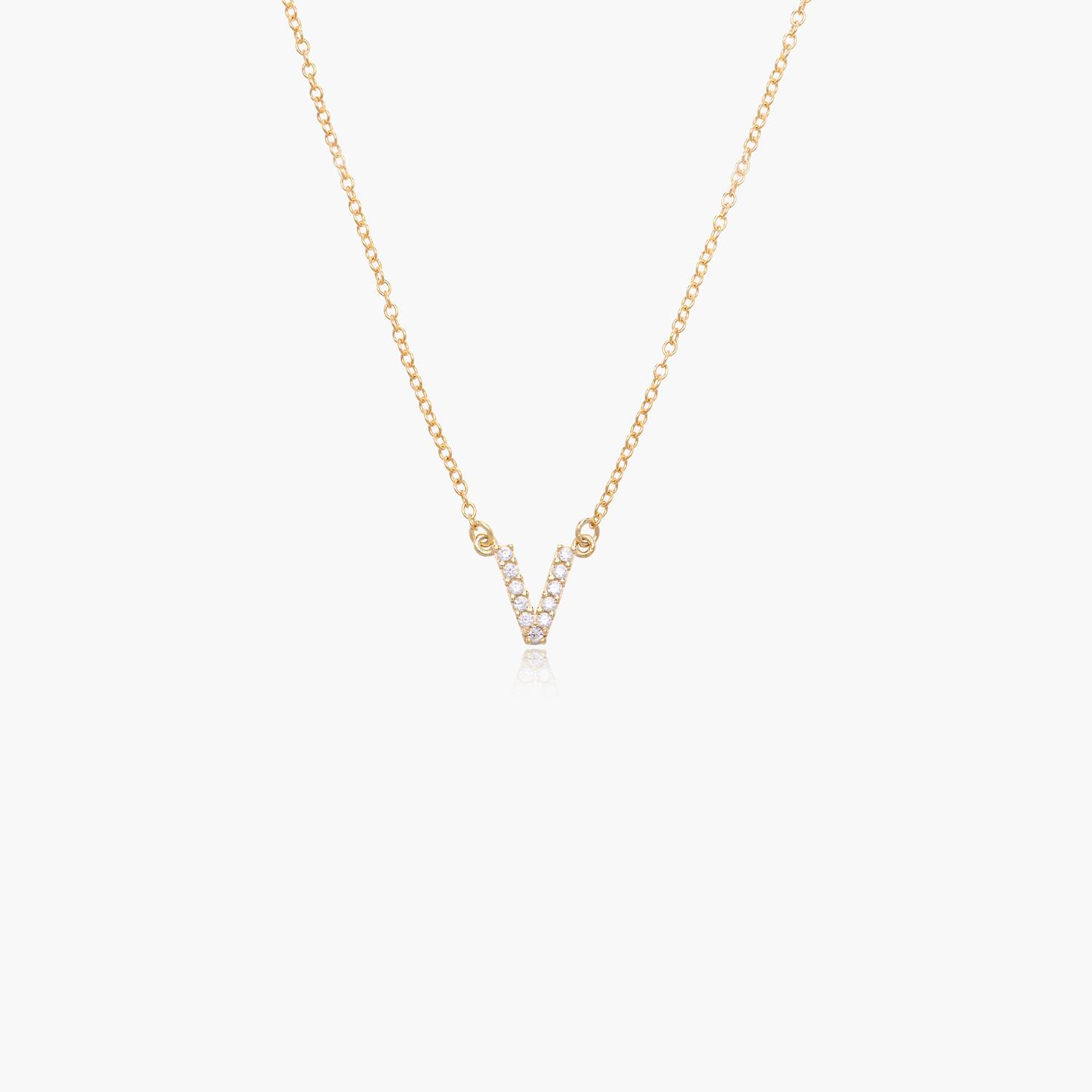 Zoe Initial Necklace with Diamonds- 14K Solid Gold-5 product photo