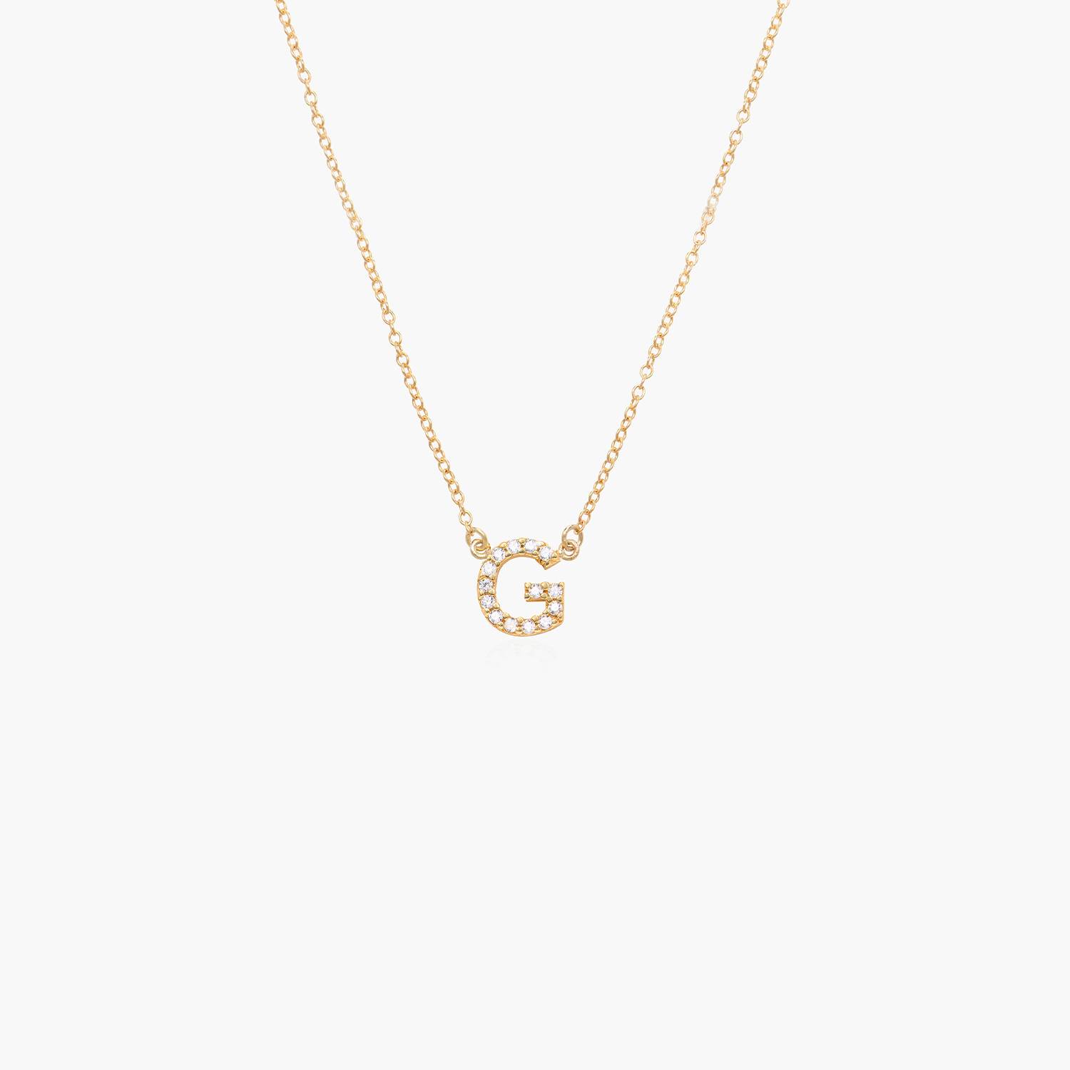 Zoe Initial Necklace with Diamonds - Gold Vermeil-6 product photo
