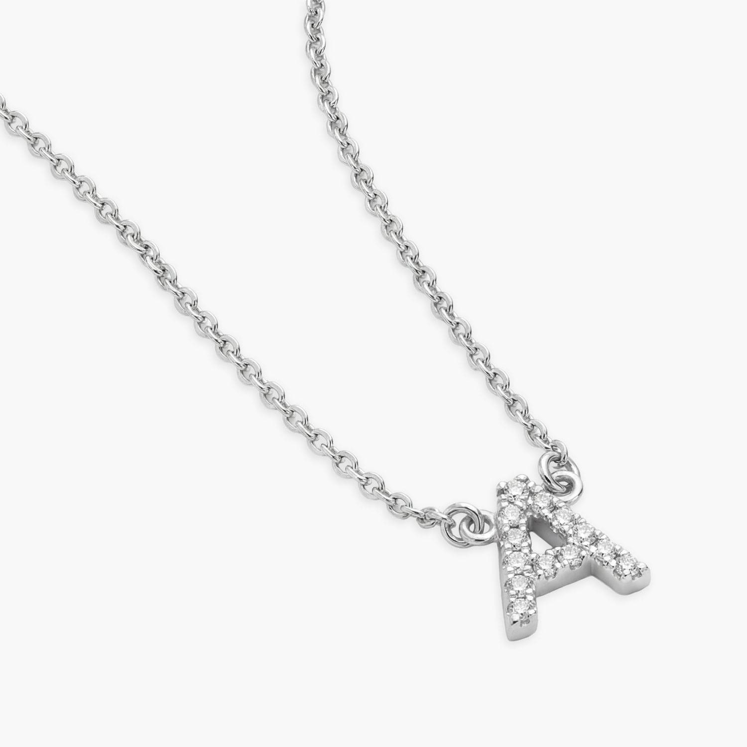 Zoe Initial Necklace with Diamonds - Silver - Oak & Luna
