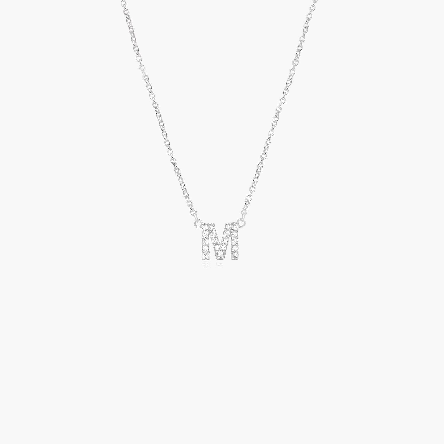 Zoe Initial Necklace with Diamonds - Silver-3 product photo