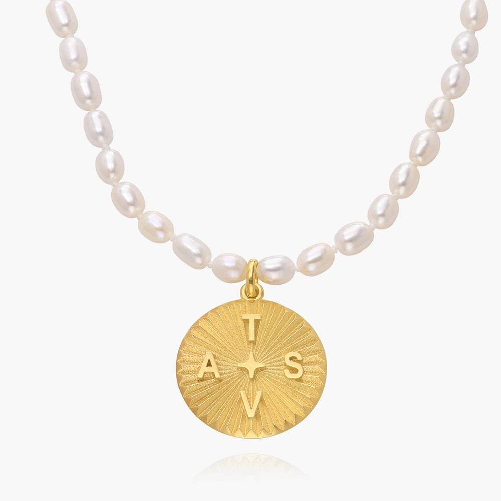 Tyra Medallion Necklace With Pearls- Gold Vermeil-3 product photo