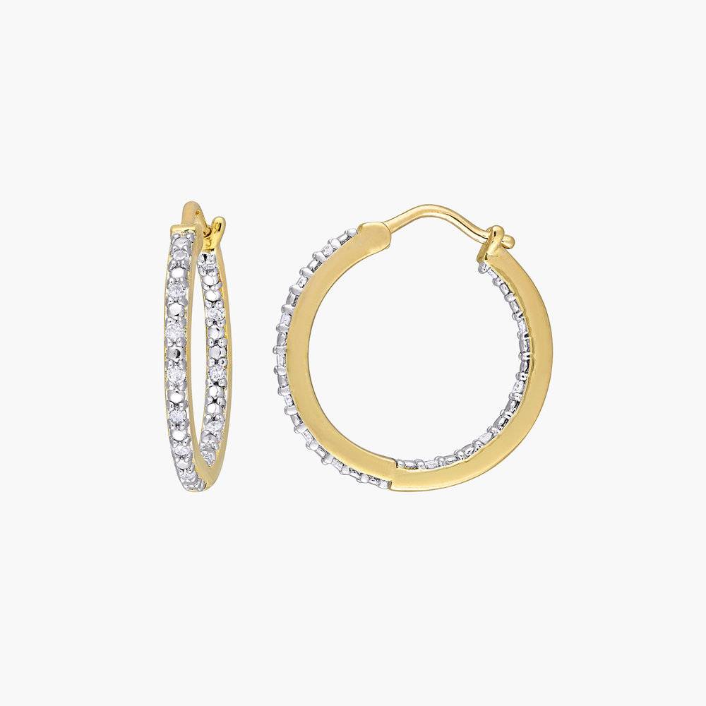 Tara Inside-Out Diamond Hoops - Gold Plating-2 product photo