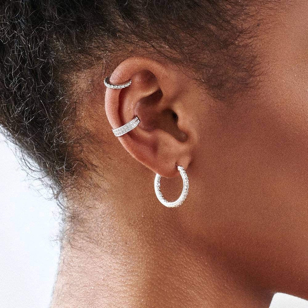 Tara Inside-Out Diamond Hoops - Sterling Silver-2 product photo
