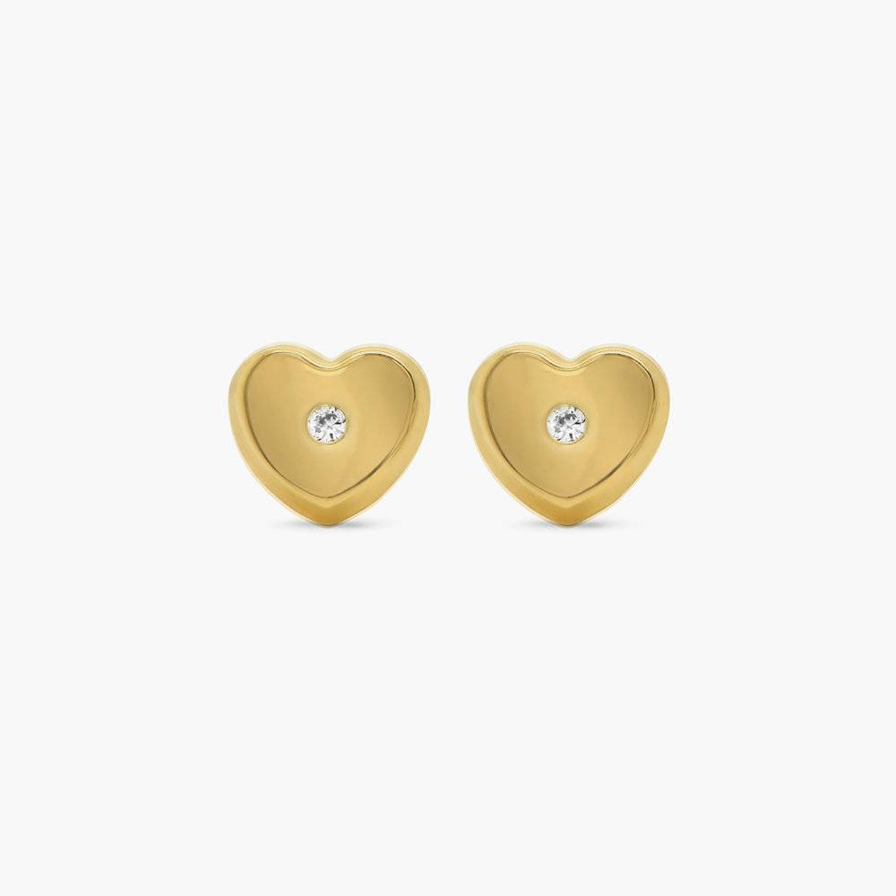 Heart Stud Earrings - 10K Solid Gold-2 product photo