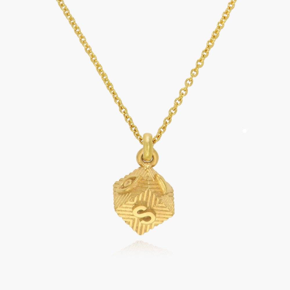 3D Cube Initial Necklace - Gold Vermeil product photo