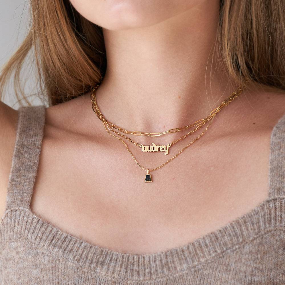 Alanis Paperclip Chain Name Necklace - Gold Vermeil-3 product photo