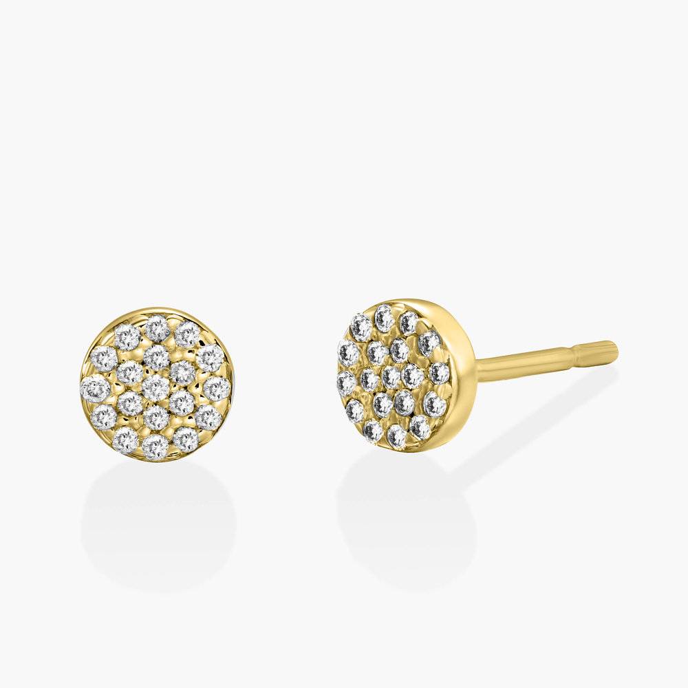 Alice Diamond Pave Stud Earrings - 14K Solid Gold-3 product photo