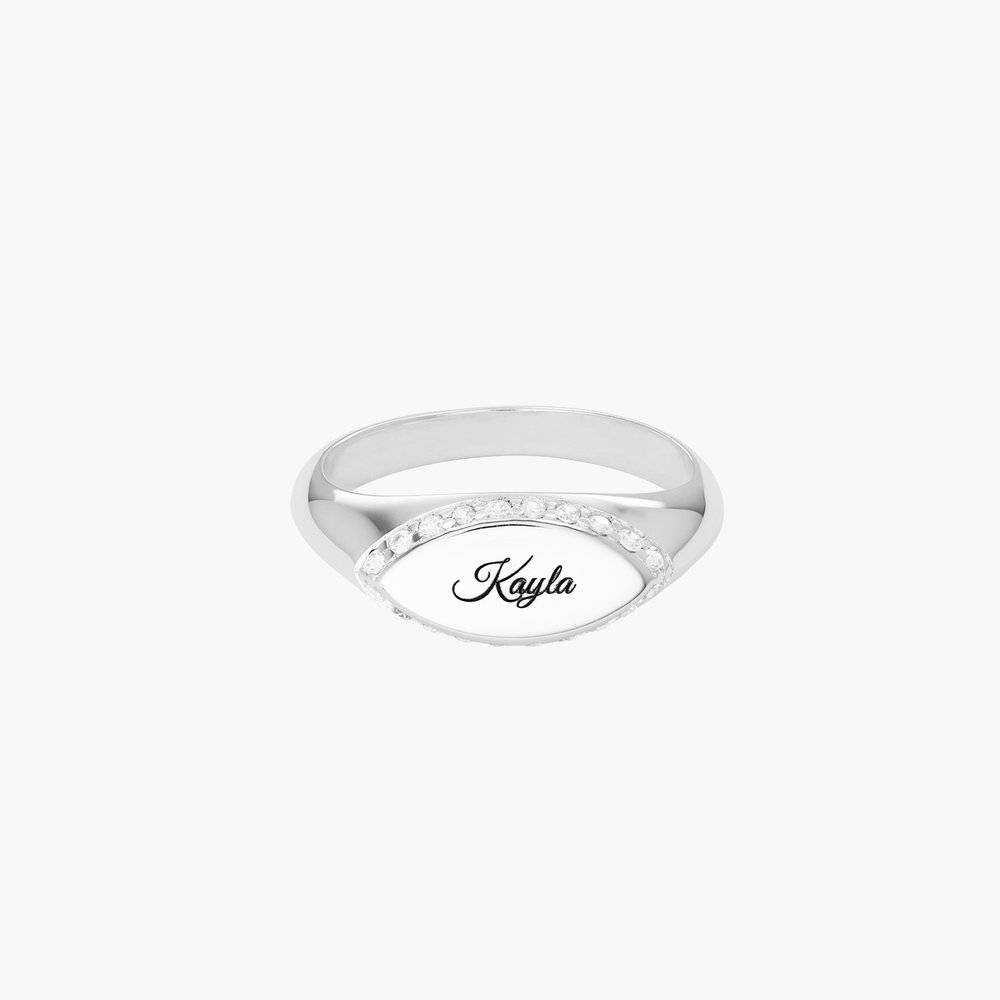 Anya Marquise Signet Ring- Sterling Silver-2 product photo