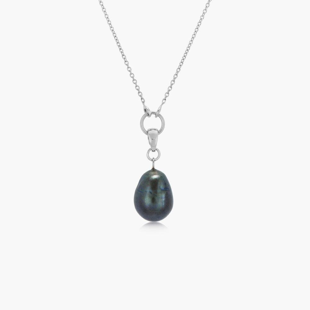 Ariel Black Pearl Necklace - Silver-1 product photo