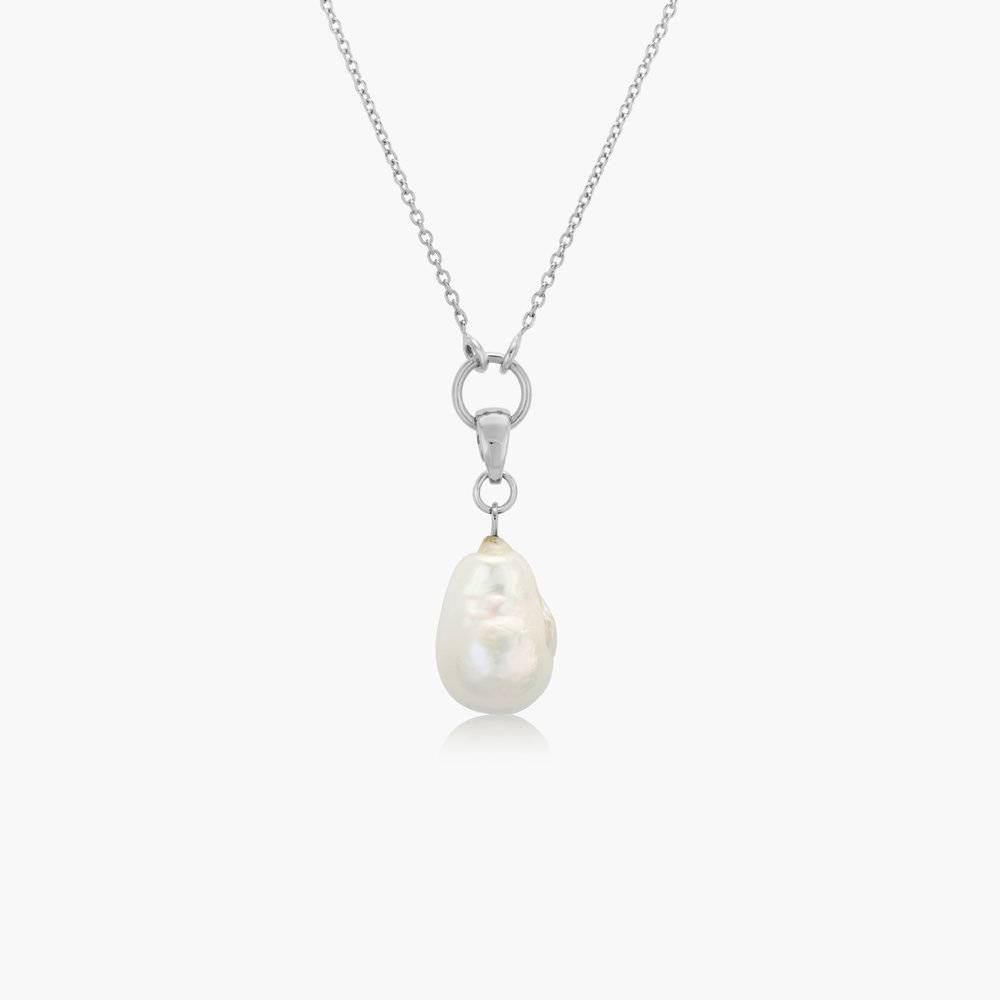 Ariel White Pearl Necklace - Silver-1 product photo