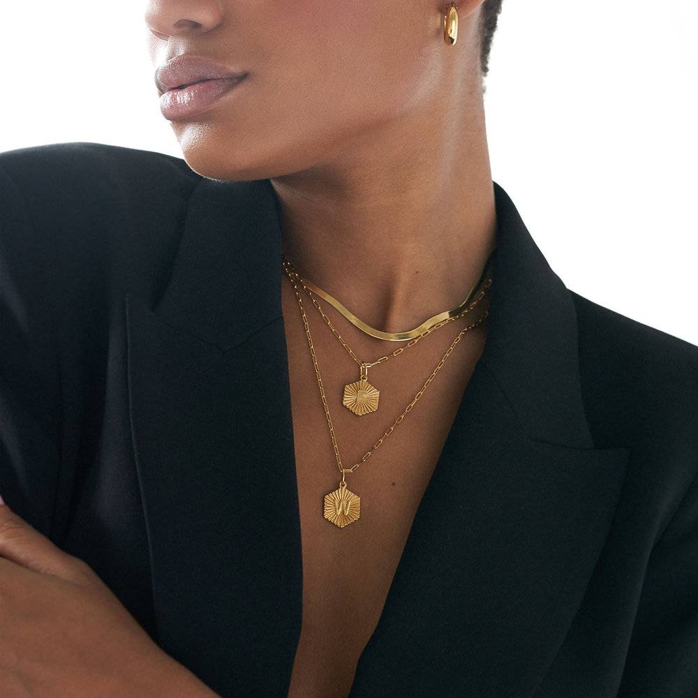 Ava Initial Medallion Necklace -  Gold Vermeil-4 product photo