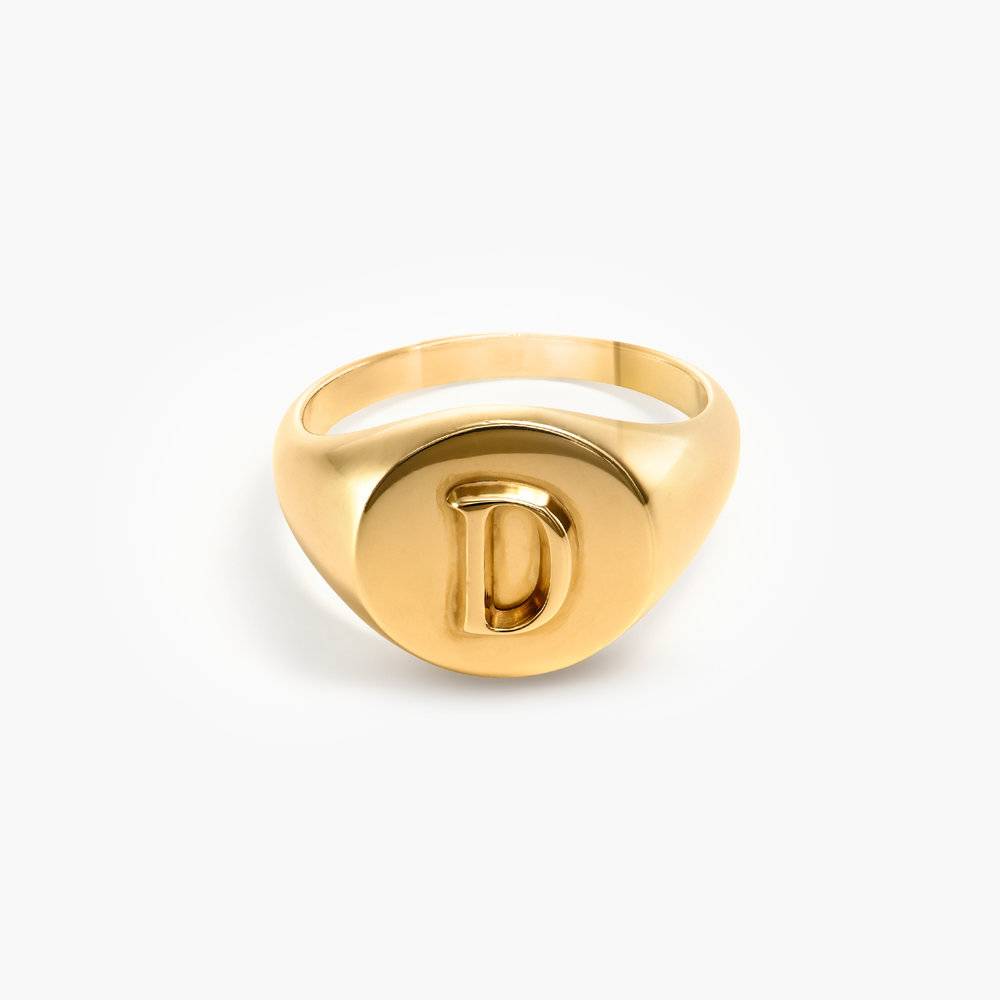 Ayla Round Initial Signet Ring - Gold Plating product photo