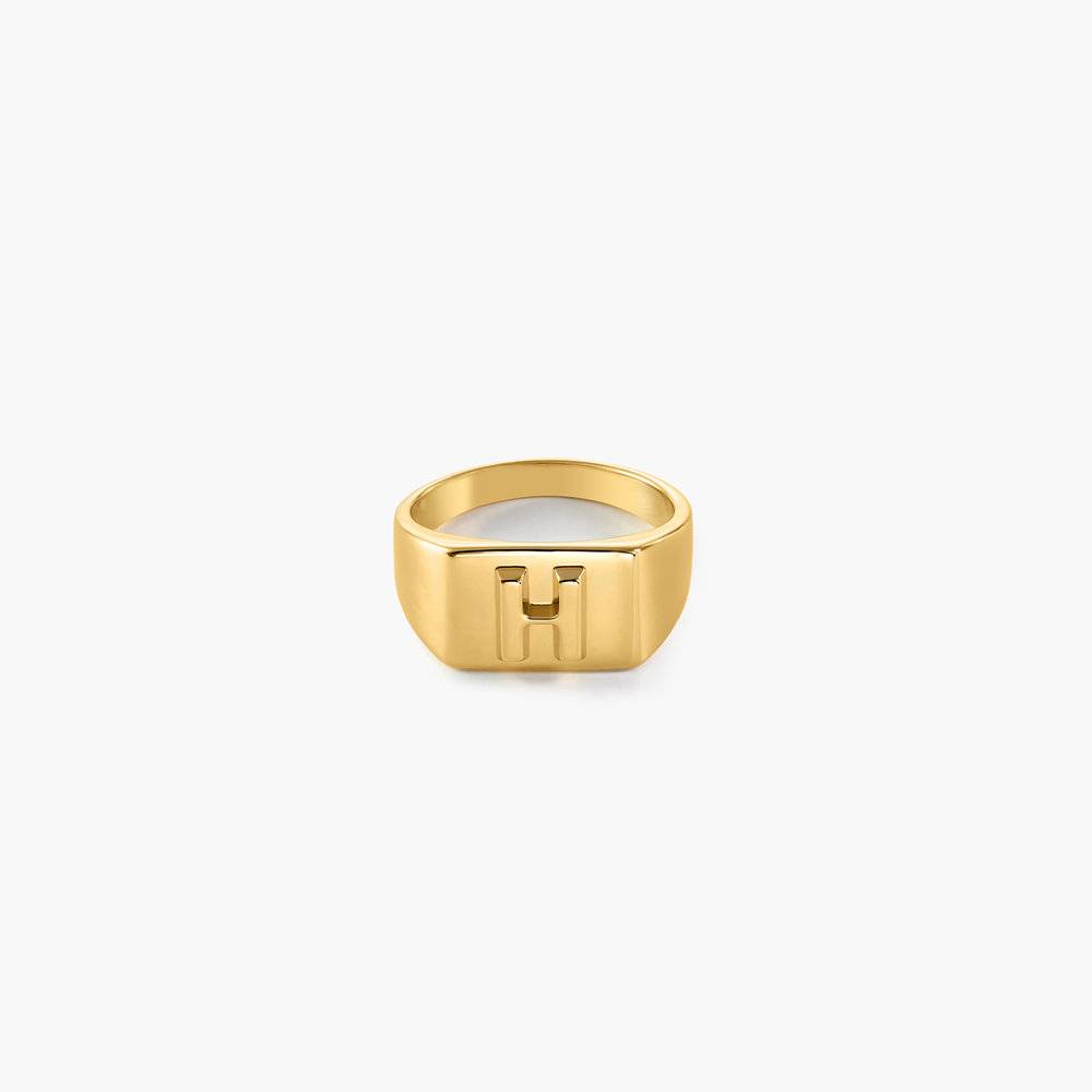 Ayla Square Initial Signet Ring - Gold Plating product photo
