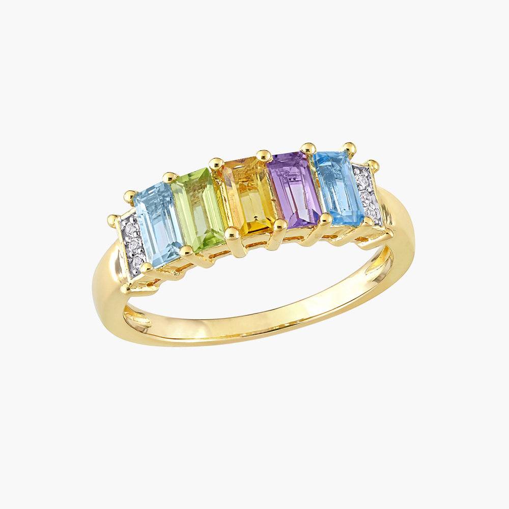 Belle Multi-Gemstone Baguette Ring - Gold Plating product photo