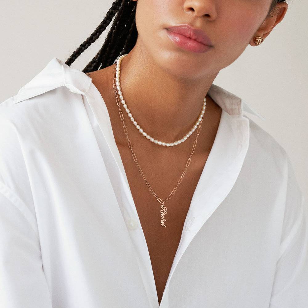 Bailey Link Chain Name Necklace - Rose Gold Vermeil-1 product photo
