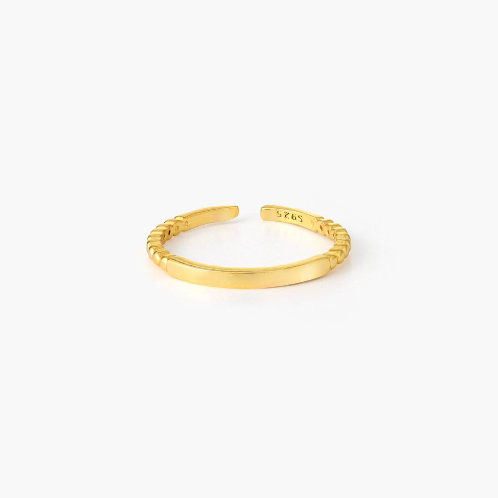 Bar Ring with Beaded Band - Gold Vermeil-3 product photo