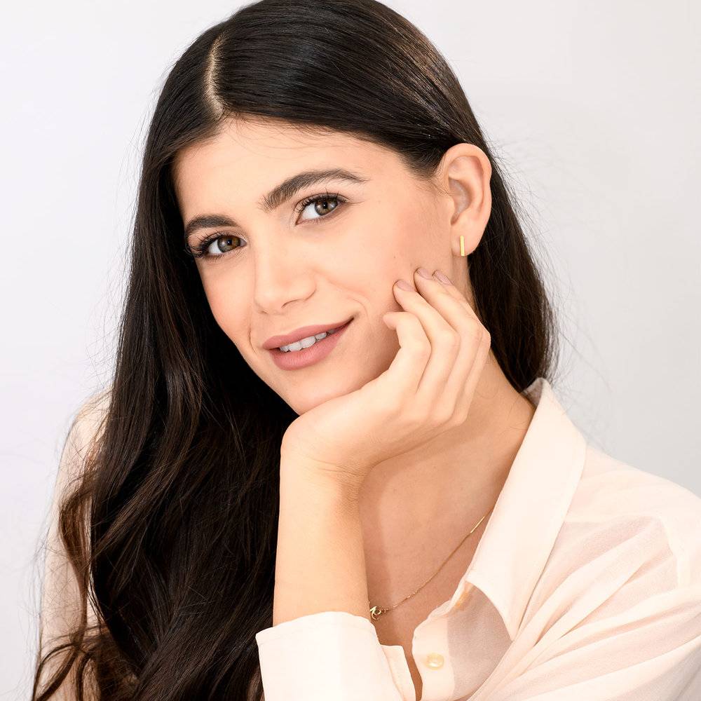 Bar Stud Earrings - Gold Plated-2 photo du produit