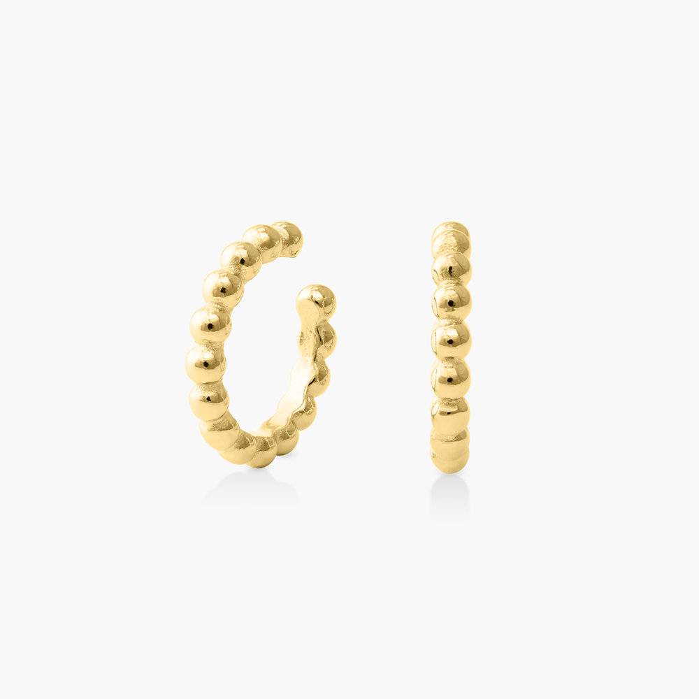 Beaded Ear Cuff Cartilage Hoop Earrings - Gold Plated-2 product photo