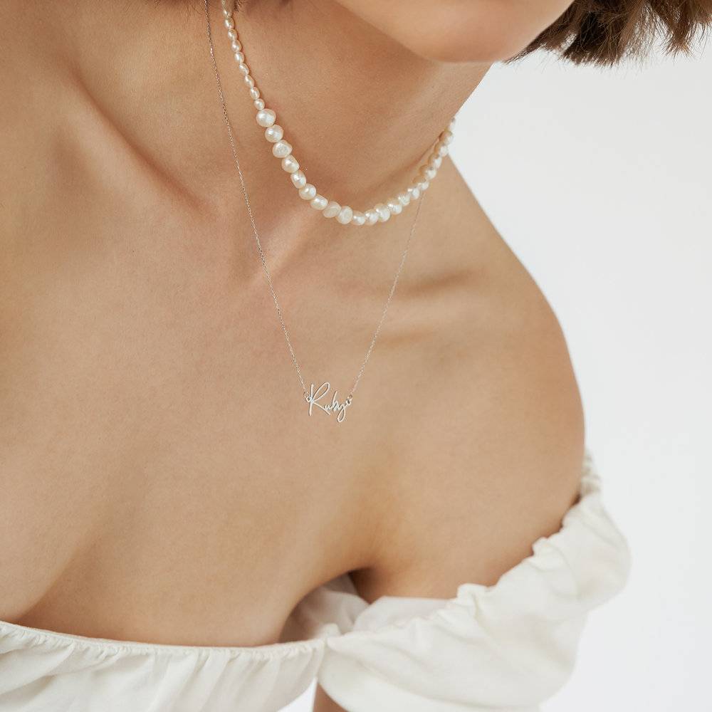 Belle Custom Name Necklace – 14k Solid White Gold-2 product photo