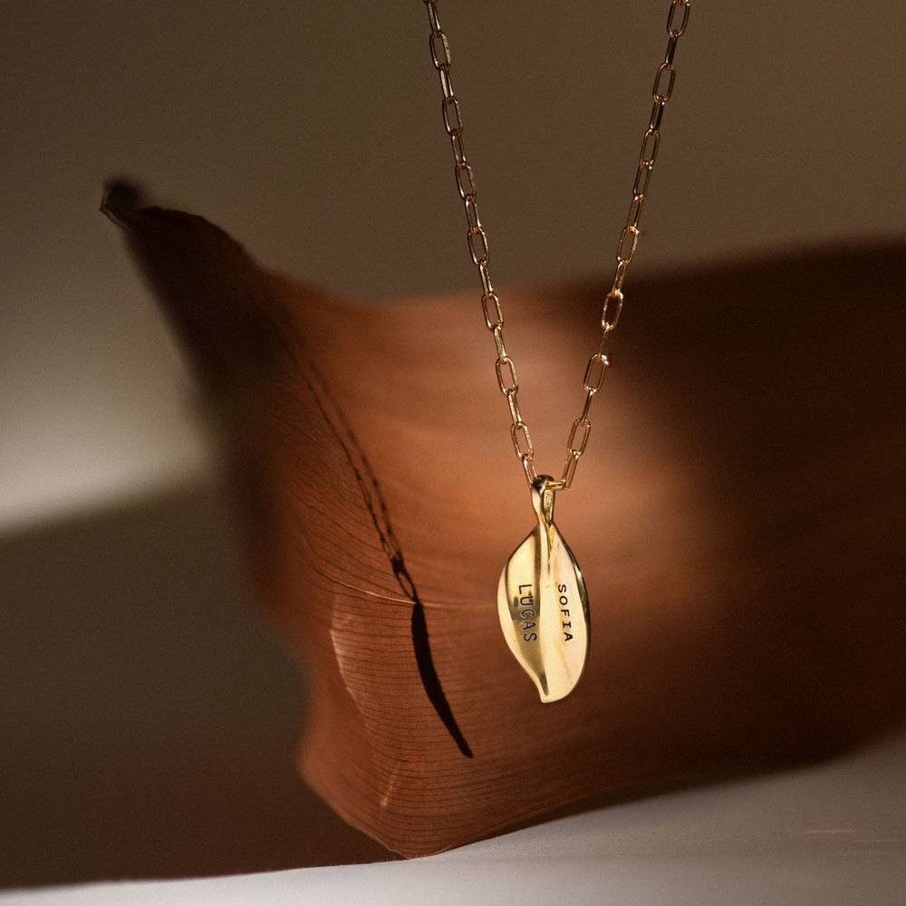Big Leaf Necklace With Engraving - Gold Vermeil
