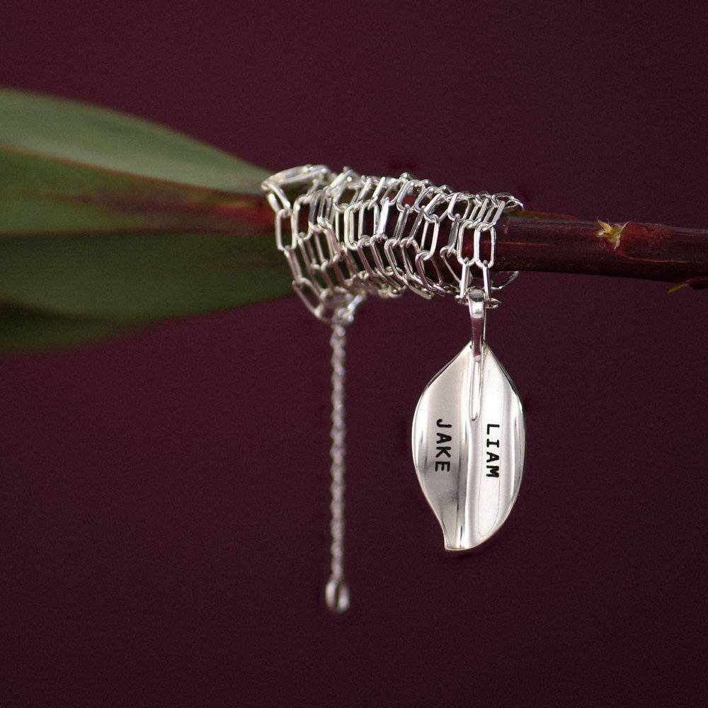 Big Leaf Necklace With Engraving - Silver-4 product photo