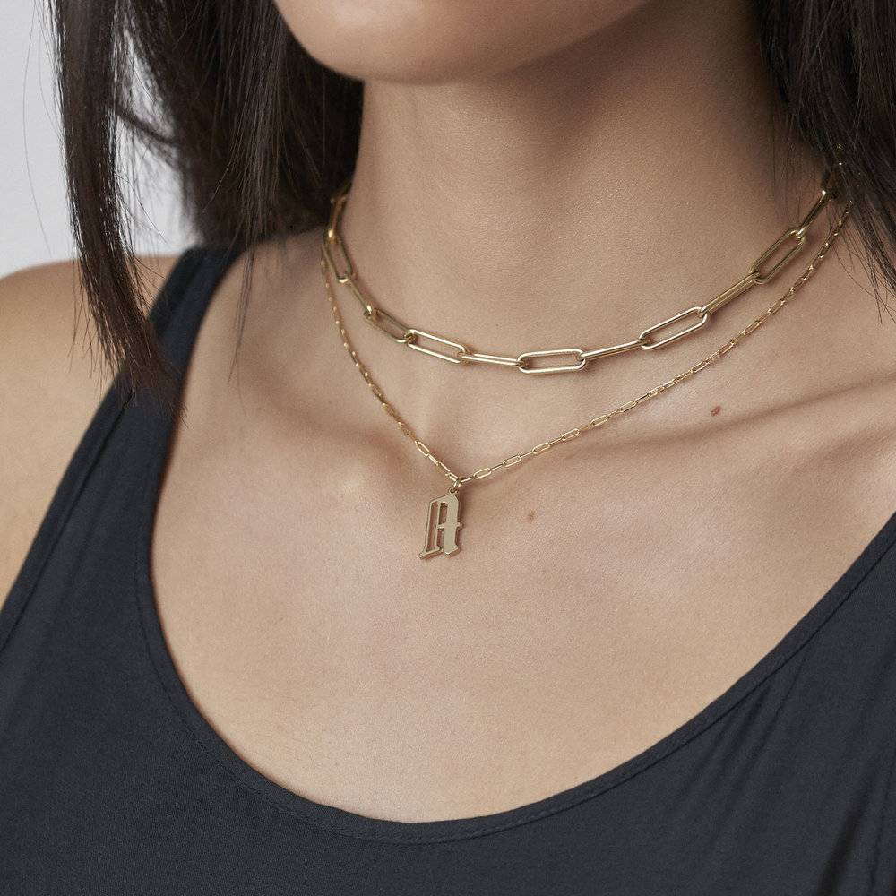 Billie Initial Link Chain Necklace - 14K Solid Gold product photo