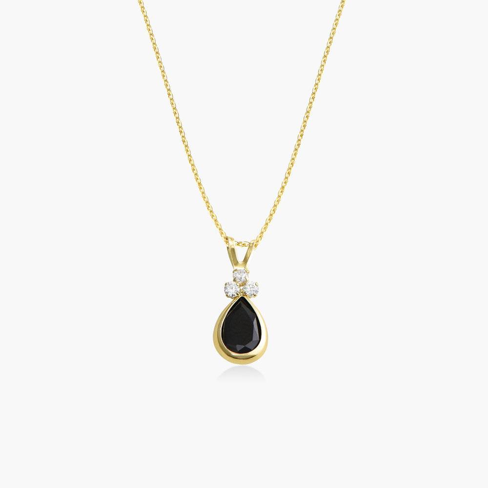 Black Sapphire Pendant Necklace - 14K Solid Gold-1 product photo