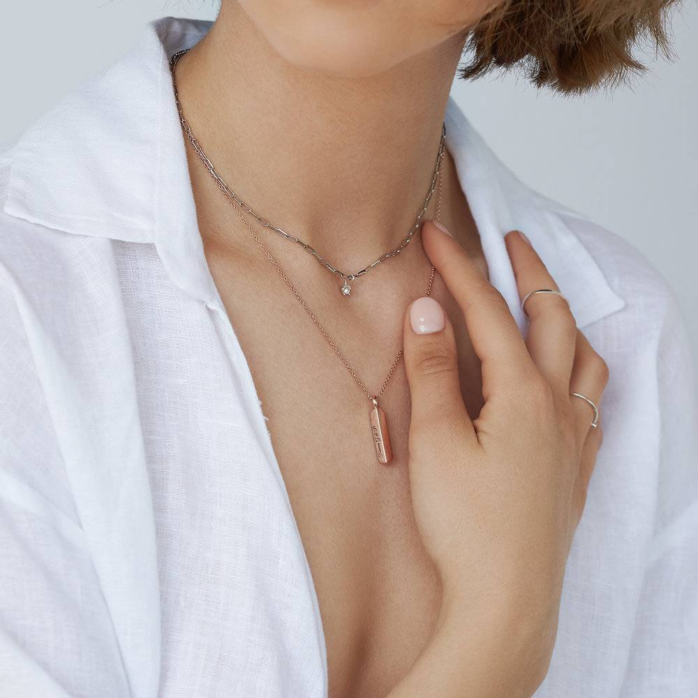 Block Bar Necklace - Rose Gold Plated-6 product photo