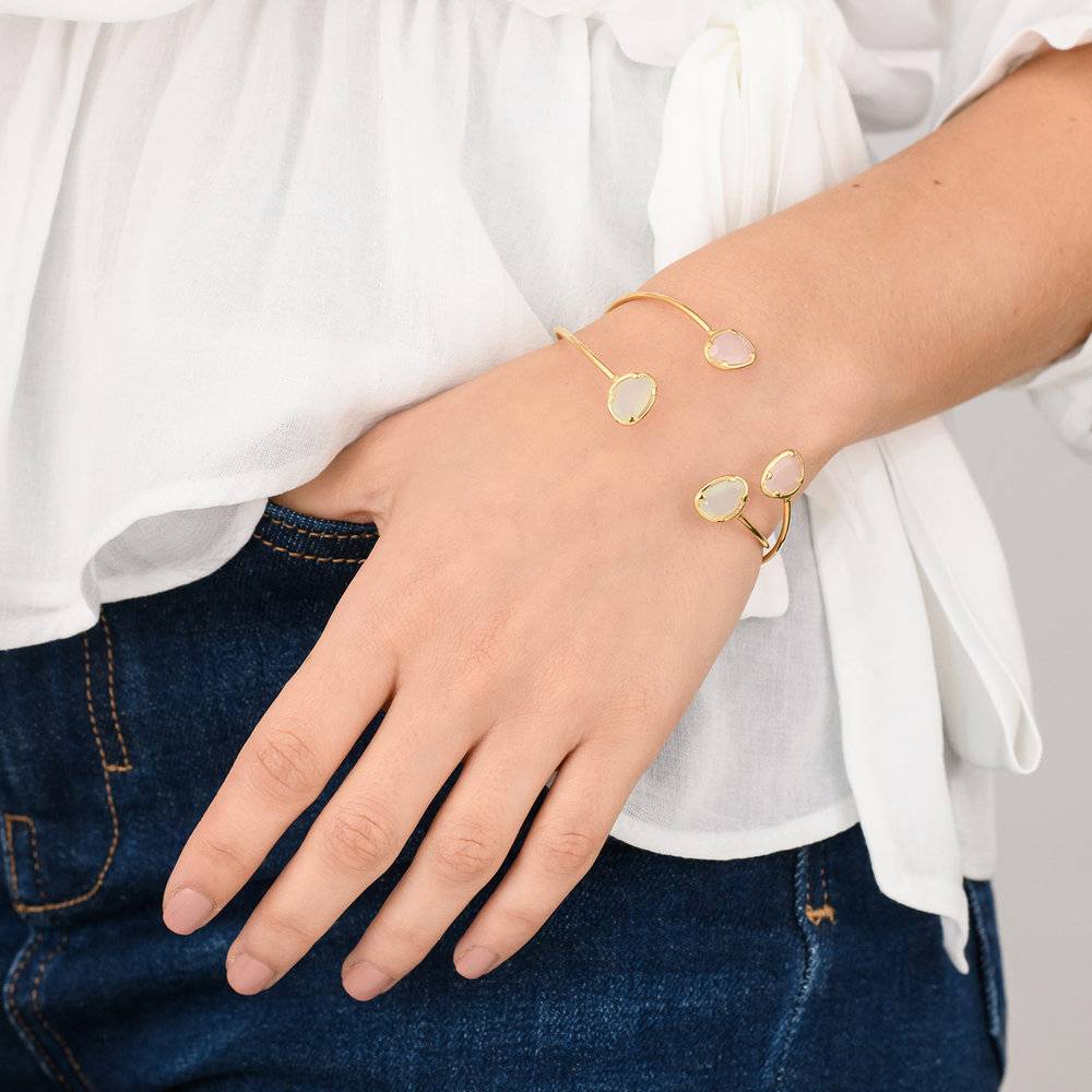 Blue Chalcedony Bangle Bracelet - Gold Plated-1 photo du produit