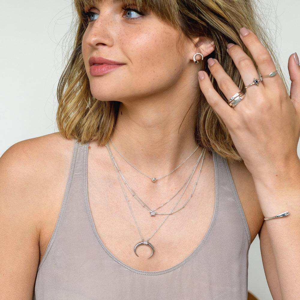 Bobble Chain Necklace - Silver-3 Bobble Chain Necklace - Silver-3 product photo