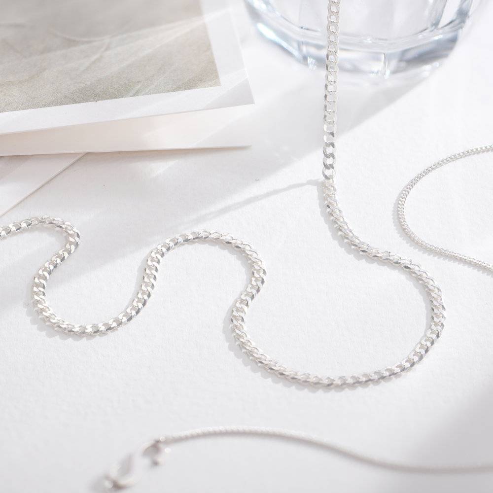 Curb Chain Necklace, Sterling silver