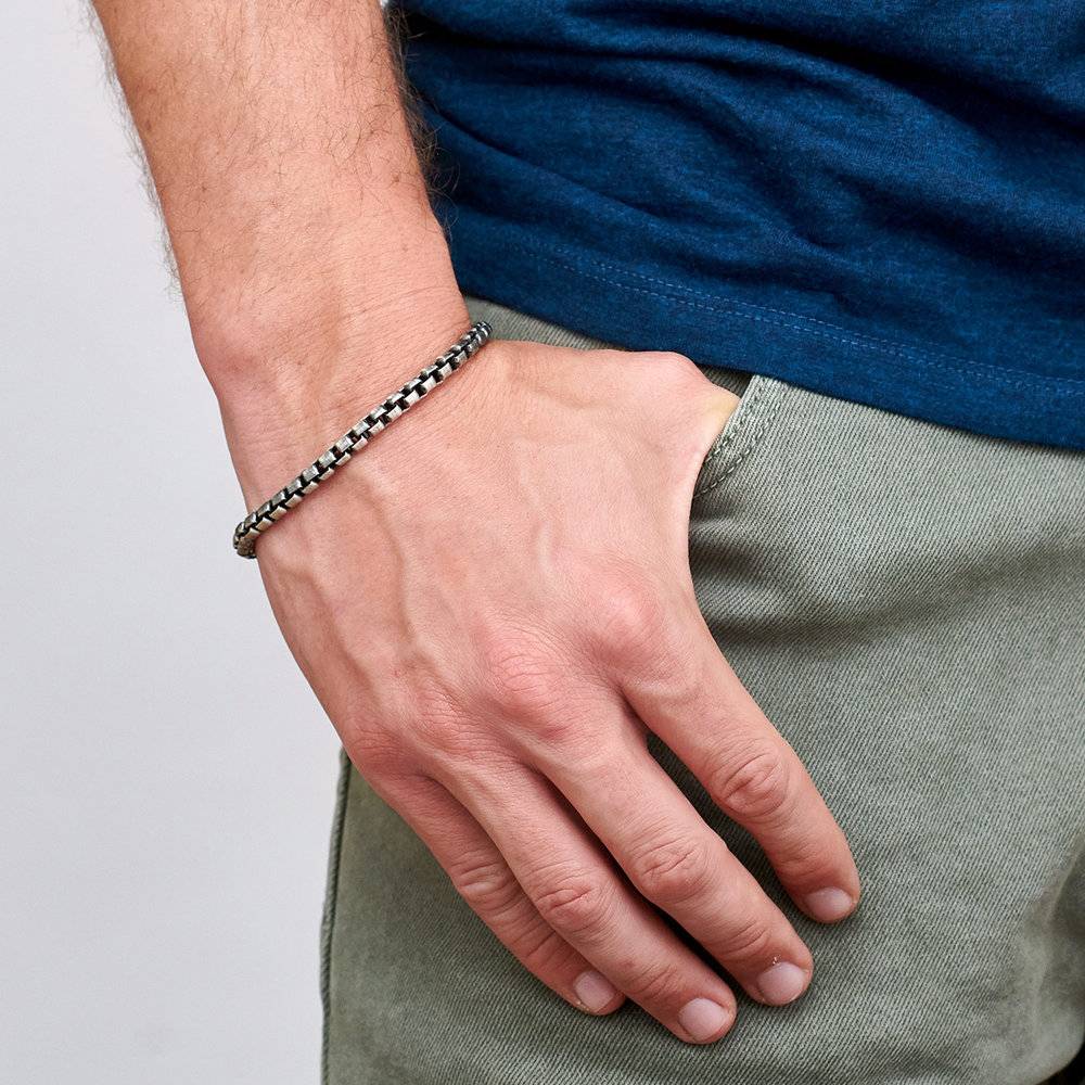 Men's Box Chain Bracelet - Sterling Silver