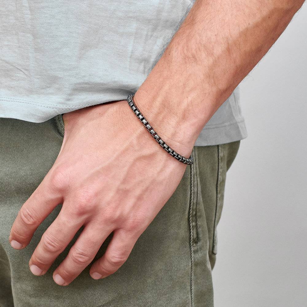 Midnight Luxe Men's Silver Chain Bracelet-3 product photo