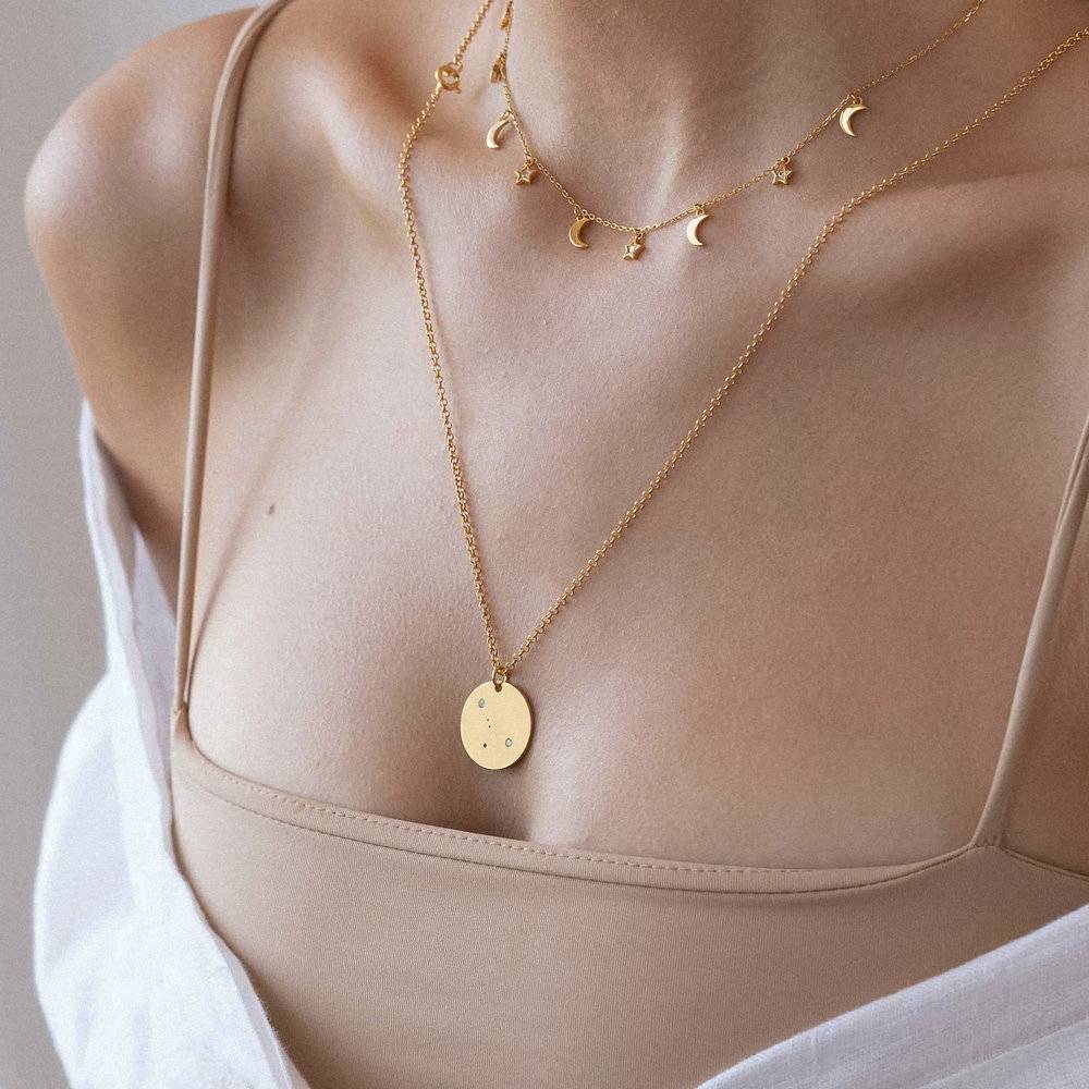 Cancer Zodiac Necklace with Diamonds - Gold Plated-4 photo du produit