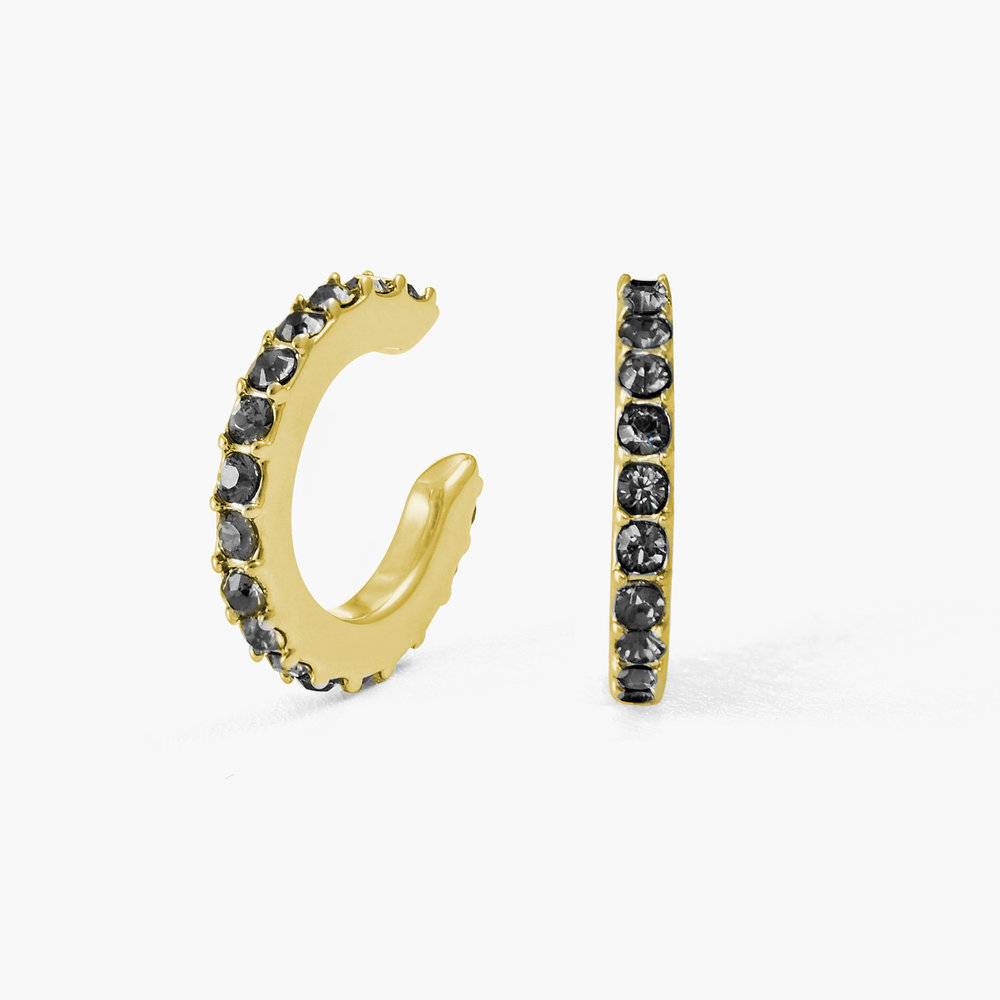Candy Shop Cuff Earrings with Black Stones - Gold Plated-1 product photo