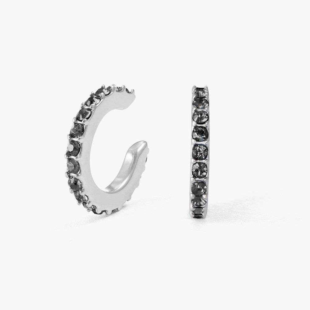 Candy Shop Cuff Earrings with Black Stones - Sterling Silver-1 product photo