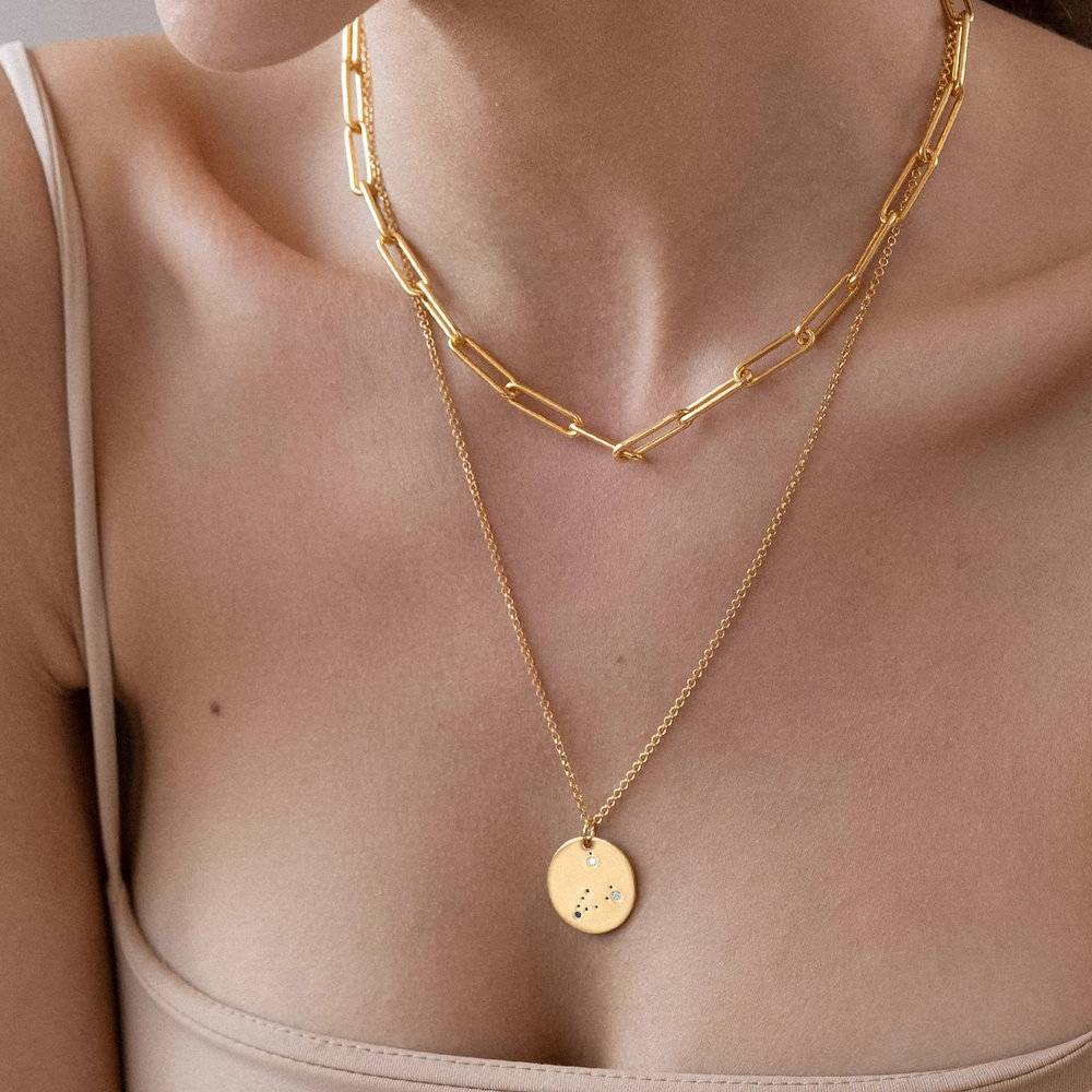Capricorn Zodiac Necklace with Diamonds - Gold Plated-1 photo du produit