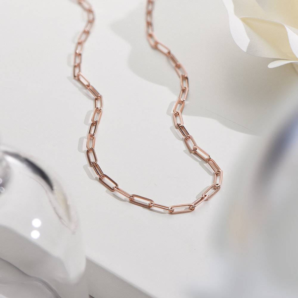 Classic Paperclip Chain Necklace - Rose Gold Plating-2 photo du produit