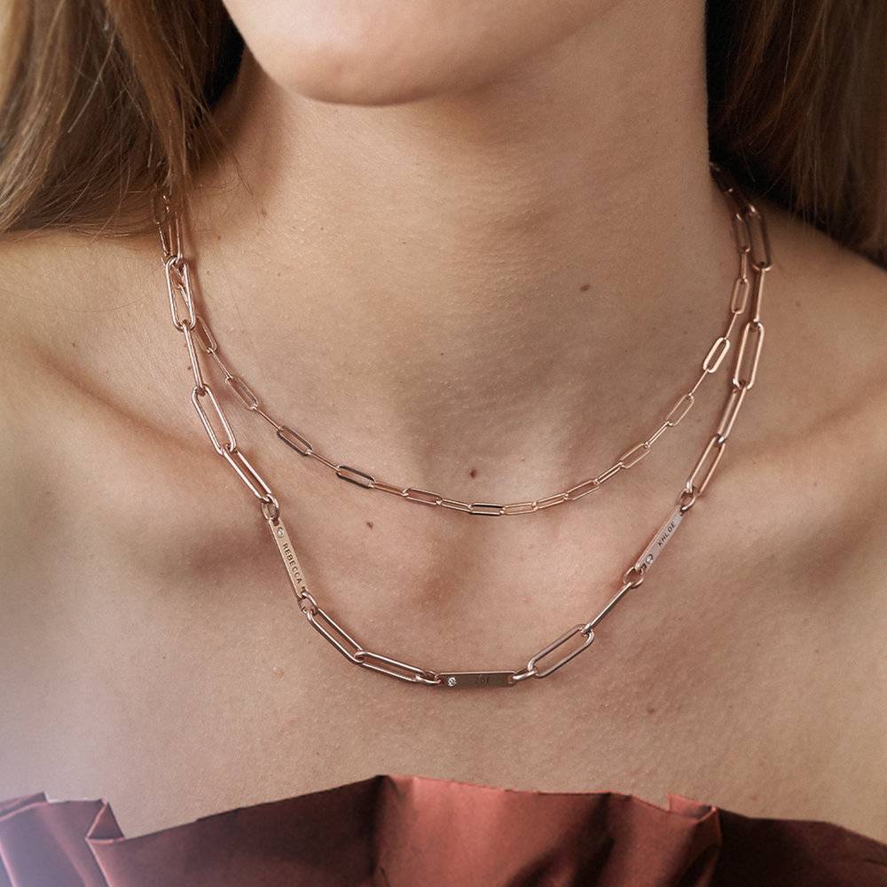 Classic Paperclip Chain Necklace - Rose Gold Plating-4 photo du produit