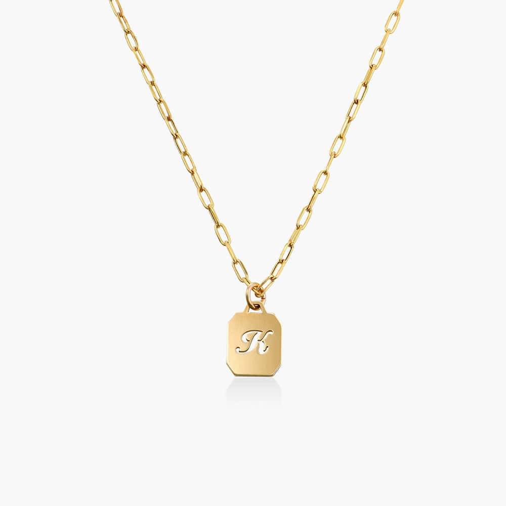 Chain Reaction Initial Necklace - 14K Solid Gold-4 product photo