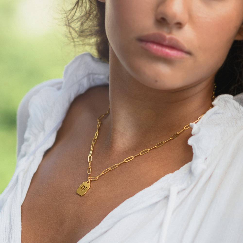 Chain Reaction Initial Necklace - Gold Vermeil-4 product photo