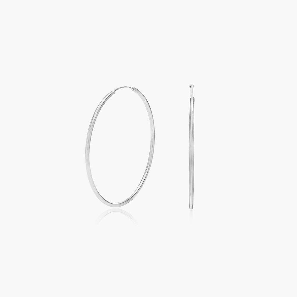 Boucles d’oreilles créoles – anneaux larges - Argent 925-3 photo du produit