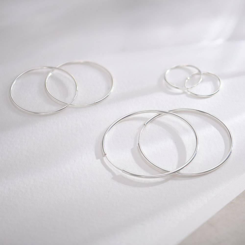 Boucles d’oreilles créoles – anneaux larges - Argent 925-4 photo du produit